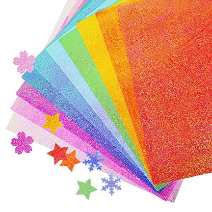 50 Sheets Shiny Origami Paper 10 Color Square Iridescent Origami Paper (50 Count )