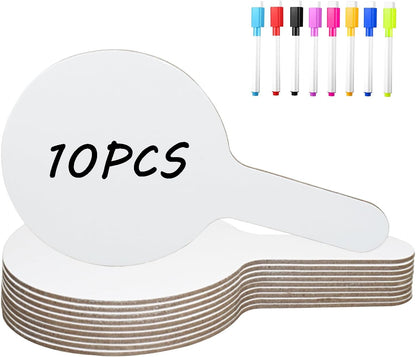 18Pcs Dry Erase Answer Paddles with Markers Thickened Handheld Double Sided Paddles Mini White Boards Small Dry Erase Signs Auction Paddles for Students Classroom Bidding Voting Games