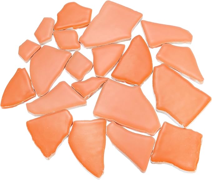 uxcell 500g/1.1LB Irregular Ceramics Mosaic Tiles, 3.2-8.5 cm Bulk Stained Ceramic Mosaic Pieces Stones Mosaic Kits for DIY Art Craft Projects Home Decor, Mixed Orange