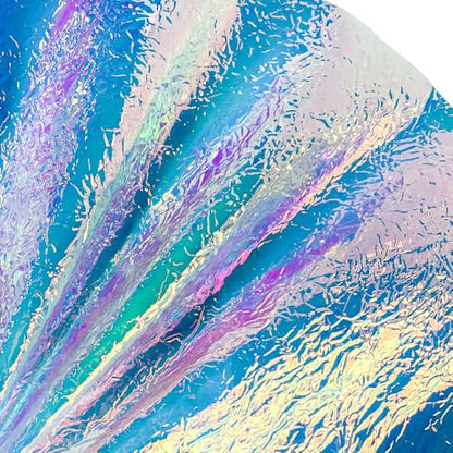 Iridescent Transparent Embossed Vinyl Holographic Blue Clear PVC Vinyl Craft Fabric 16"×54" for Sewing DIY Projects