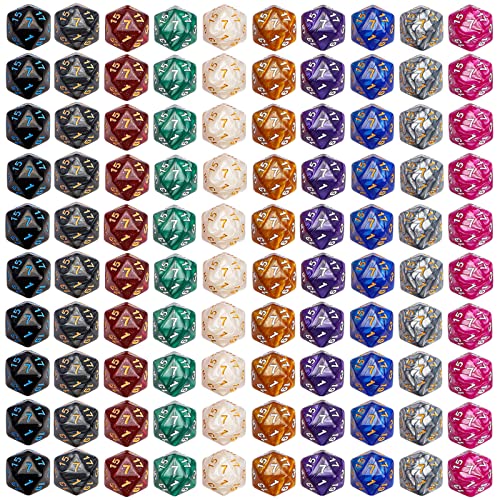 100pcs D20 Dice Set for Dungeon and Dragons (100 Count)
