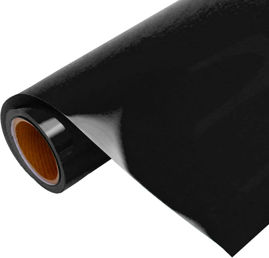 Threadart Metallic Black Heat Transfer Vinyl Film | Custom Cut Roll 20" Wide by The Yard | Compatible with Venture Explore and Maker, Silhouette Cameo, & Large Format Cutters