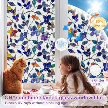 Window Privacy Film Stained Glass Window Film Frosted Window Film Window clings Non (13.7 Sq Ft)