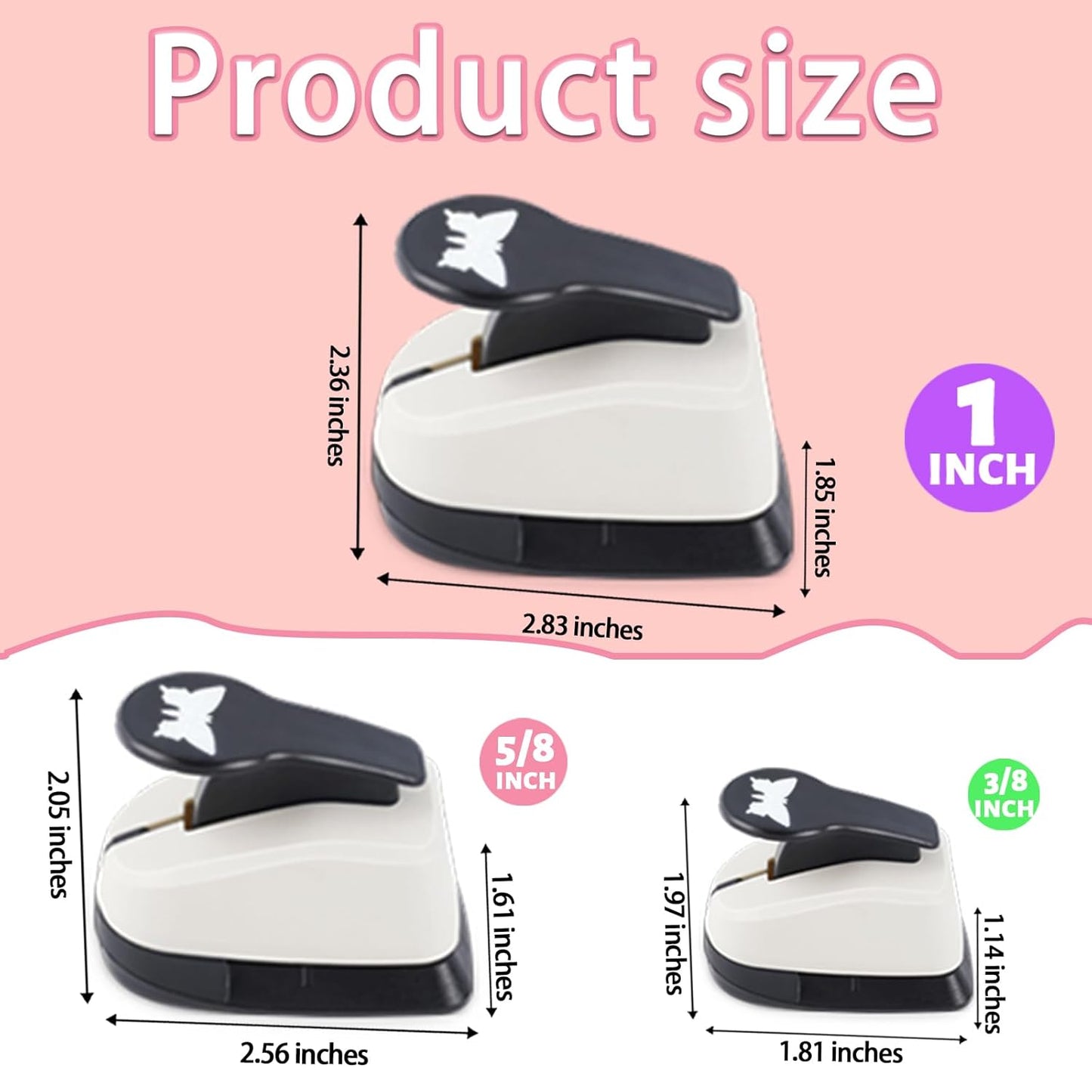 Butterfly Punch, Butterfly Hole Punch, Butterflies Paper Punch, Hole Puncher for Paper Crafts, Cardstock, Scrapbooks, 1 inch, 5/8 inch, 3/8 inch Paper Punches for Crafting - Crafty Corner