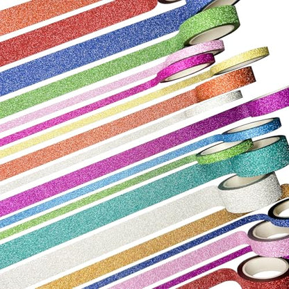 Glitter Washi Tape Set Metallic Decorative Craft Tape 36 Rolls Colored Masking Tape for Scrapbook DIY Art Craft Supplies Gift Decor (36 Count)