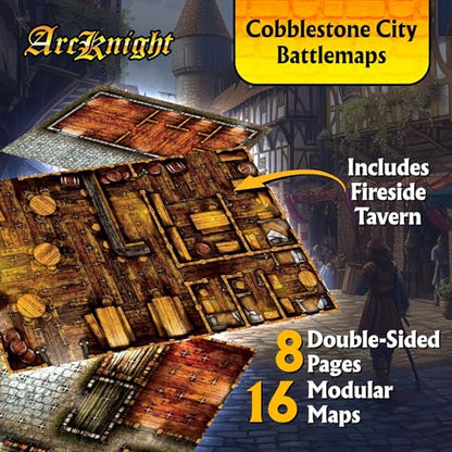 The Cobblestone City Roleplaying Battlemaps; 16 Modular RPG Maps in 8 Double