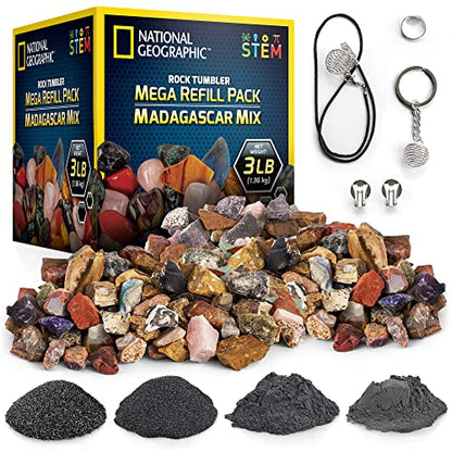 National Geographic Rock Tumbler Refill Kit with 3 Lbs. Madagascar Rocks