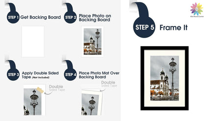 Mat Board Center, Pack of 10, 5x7 for 4x6 Ivory Turret Color Mats - Bevel Cut, Acid Free, 4-ply Thickness, White Core - for Pictures, Photos, Framing