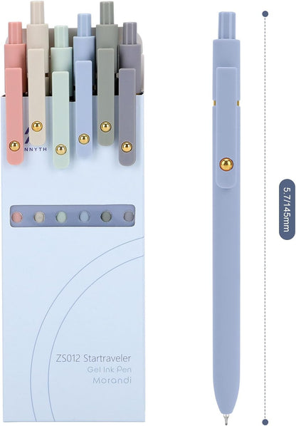 Ddaowanx Gel Pens, 0.5mm Fine Point Quick Dry Blue Ink Pens Retractable, Cute Colorful Barrel Smooth Writing Pen, Aesthetics Gifts for Women Men (6 Pcs-Blue Ink)