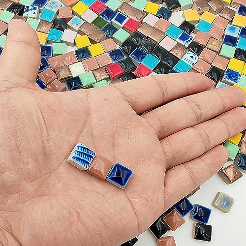 500g 1.1lb Random Color Irregular Ceramics Mosaic Tiles (16 Ounce)