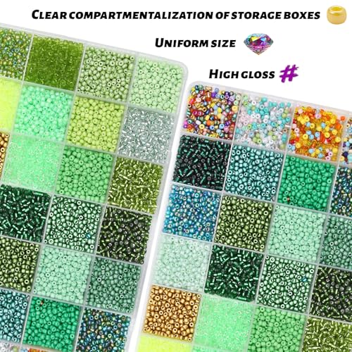 11200pcs Glass Seed Beads for DIY Crafting Bracelet Necklace Embroidery Jewelry Making Supplies (11200 Count)