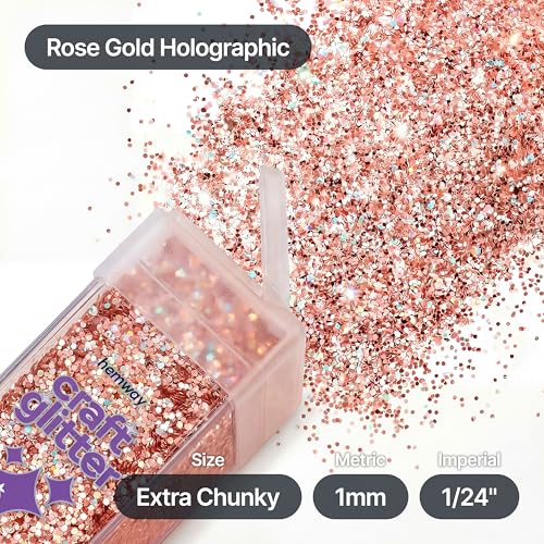Craft Glitter Shaker Rose Gold Holographic 130g Extra Chunky (3.8 Ounce)