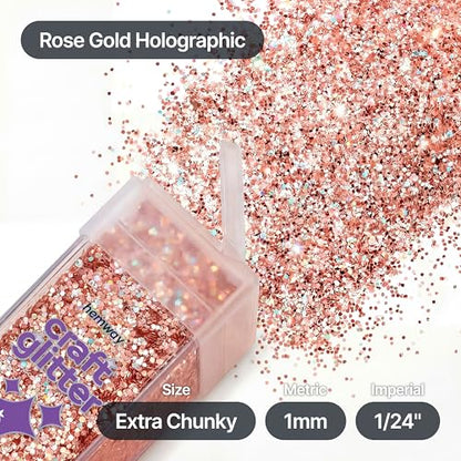Craft Glitter Shaker Rose Gold Holographic 130g Extra Chunky (3.8 Ounce)