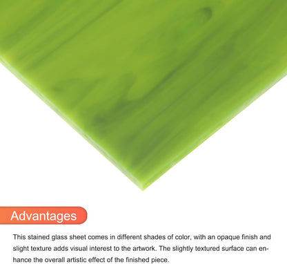 MECCANIXITY 2 Pcs Stained Glass Sheet Mosaic Tile 7.9 Inch x 5.9 Inch Green Stained Glass Sheets for Crafts DIY Art Project