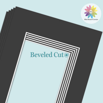 MBC MAT BOARD CENTER, 5 Pack 4x6 for 3x5 Black Picture Mats Frame Mattes, Bevel Cut, Acid Free, 4-ply Thickness