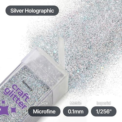 Craft Glitter Shaker Silver Holographic 130g Microfine (4.6 Ounce)