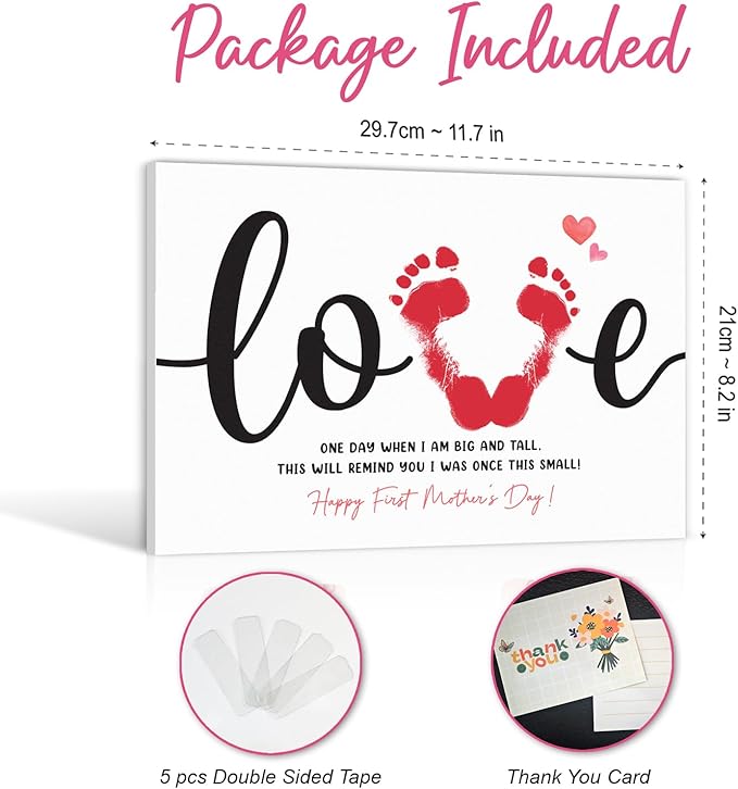 Mother's Day Handprint Craft - First Mothers Day Gift From Baby - DIY Mother's Day Gifts for Mom, Grandma, Daughter - DIY Poster for Wall Decor, Handprint Footprint Crafts For Kids And New Mom