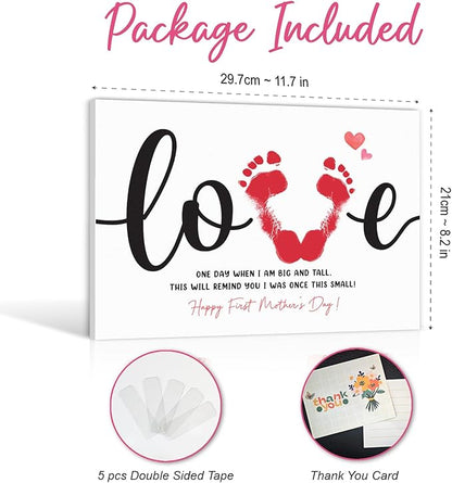 Mother's Day Handprint Craft - First Mothers Day Gift From Baby - DIY Mother's Day Gifts for Mom, Grandma, Daughter - DIY Poster for Wall Decor, Handprint Footprint Crafts For Kids And New Mom