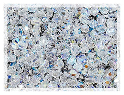 100 pcs of Faceted Fire Polished Pressed Czech Glass Beads 4mm (100 Count)