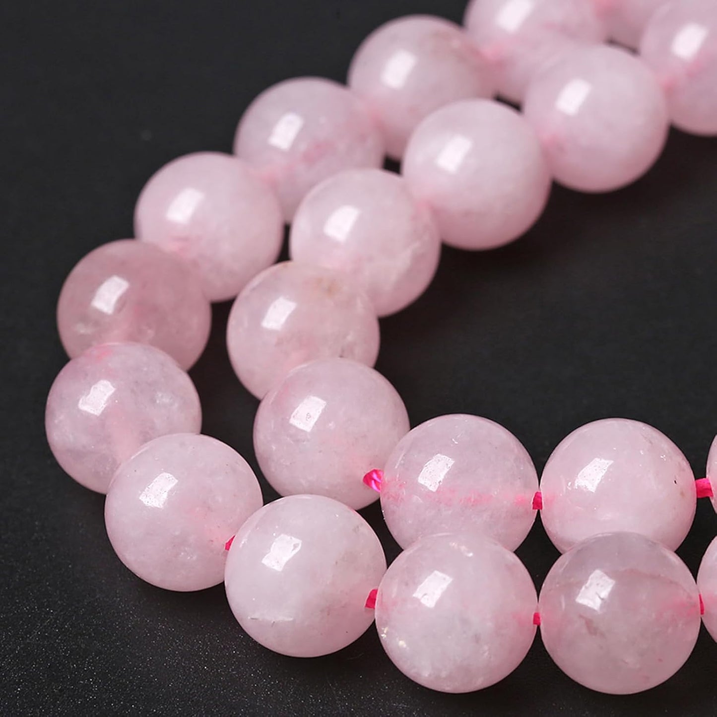 90pcs 8MM Natural Rose Quartz Stone Energy Healing Beads Round Loose Beads for Jewelry Making Bracelet Necklaces 2 Strands 32"