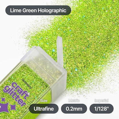 Craft Glitter Shaker Lime Green Holographic 110g Ultrafine (4.5 Ounce)