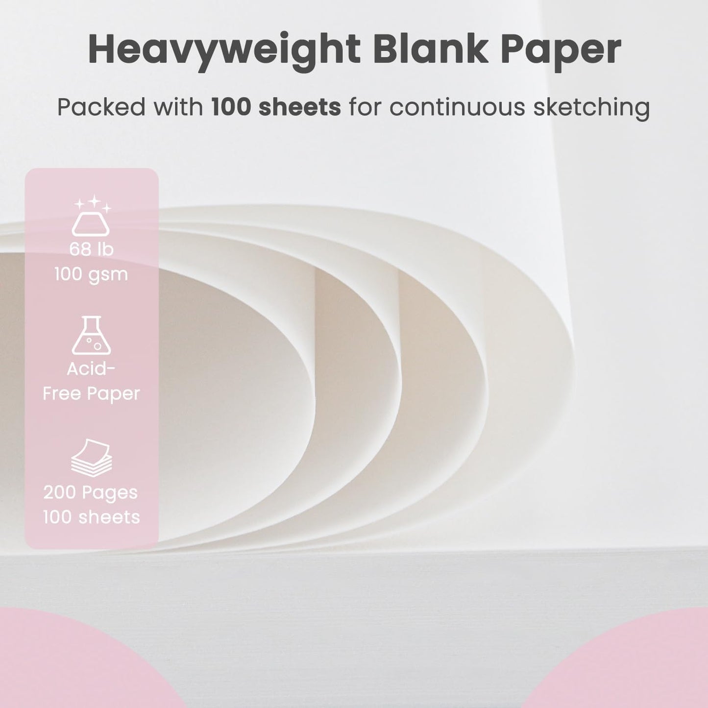 9"x12" Sketchbook Pink, 1 Pack-100 Sheets Cute Sketchbook for Girls, 68lb/100gsm Pink Sketch Book for Kids, Spiral Drawing Pad for Kid, Art Supplies for Kids 9-12 Girls. - Crafty Corner
