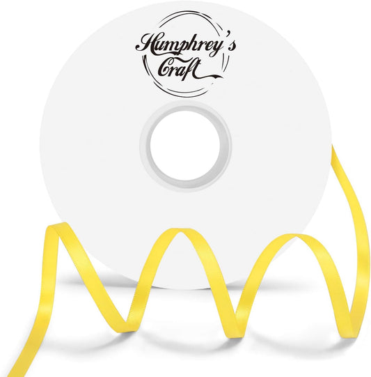 Humphrey's Craft 1/4 Inch Daffodil Yellow Double Faced Satin Ribbon - 50 Yards Variety of Color for Crafts Gift Wrapping Bows Bouquet Decoration Sewing Christmas Tree Wedding Invitations. - Crafty Corner