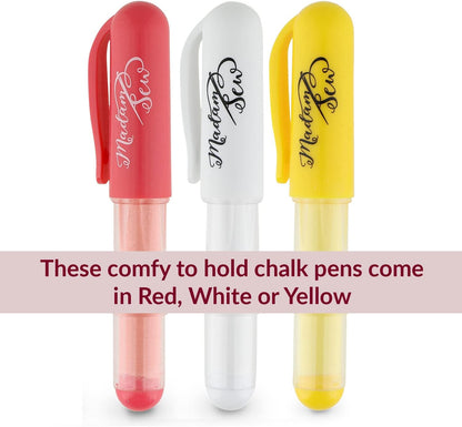 Madam Sew Fabric Chalk Markers for Sewing & Quilting | Refillable Tailors Chalk for Fabric Marking with Dosing Wheel | Ideal for Marking on Cotton, Knit, Suede [Red]