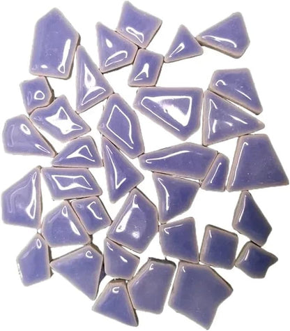Mosaic Tiles 200g/7.05oz(Approx. 155-170pcs) Porcelain Mosaic Tiles 1-2.5cm 0.4mm Thickness Ceramic Mosaic Stones DIY Mosaic Craft Material(Blue)