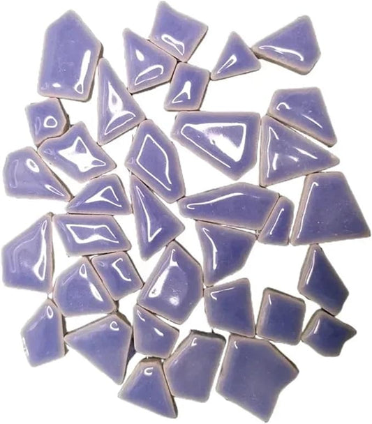 Mosaic Tiles 200g/7.05oz(Approx. 155-170pcs) Porcelain Mosaic Tiles 1-2.5cm 0.4mm Thickness Ceramic Mosaic Stones DIY Mosaic Craft Material(Blue)