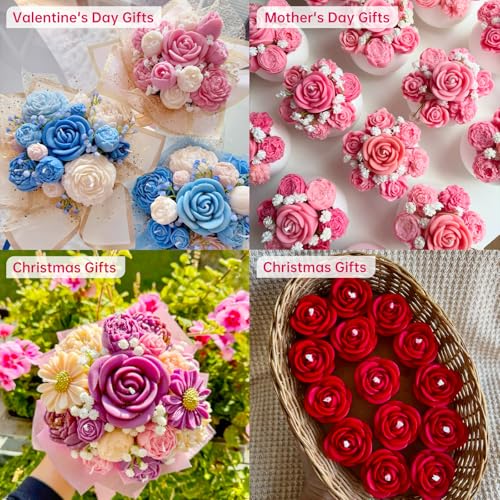 9 Pcs 3D Silicone Flower Molds for Candle Soap Making Cake Chocolate Making (9 Count)