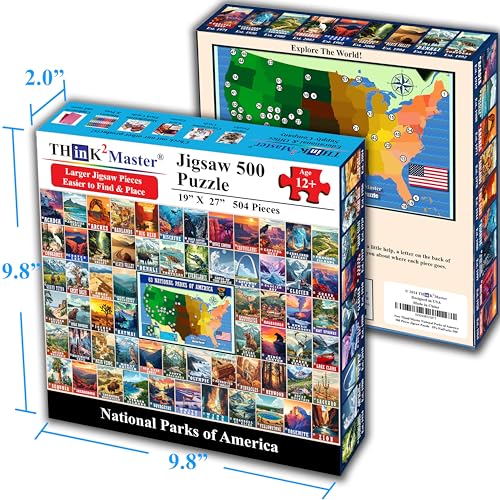 Colorful Vintage USA National Parks 500 Pieces Very Large Pieces Jigsaw Puzzle for 13+