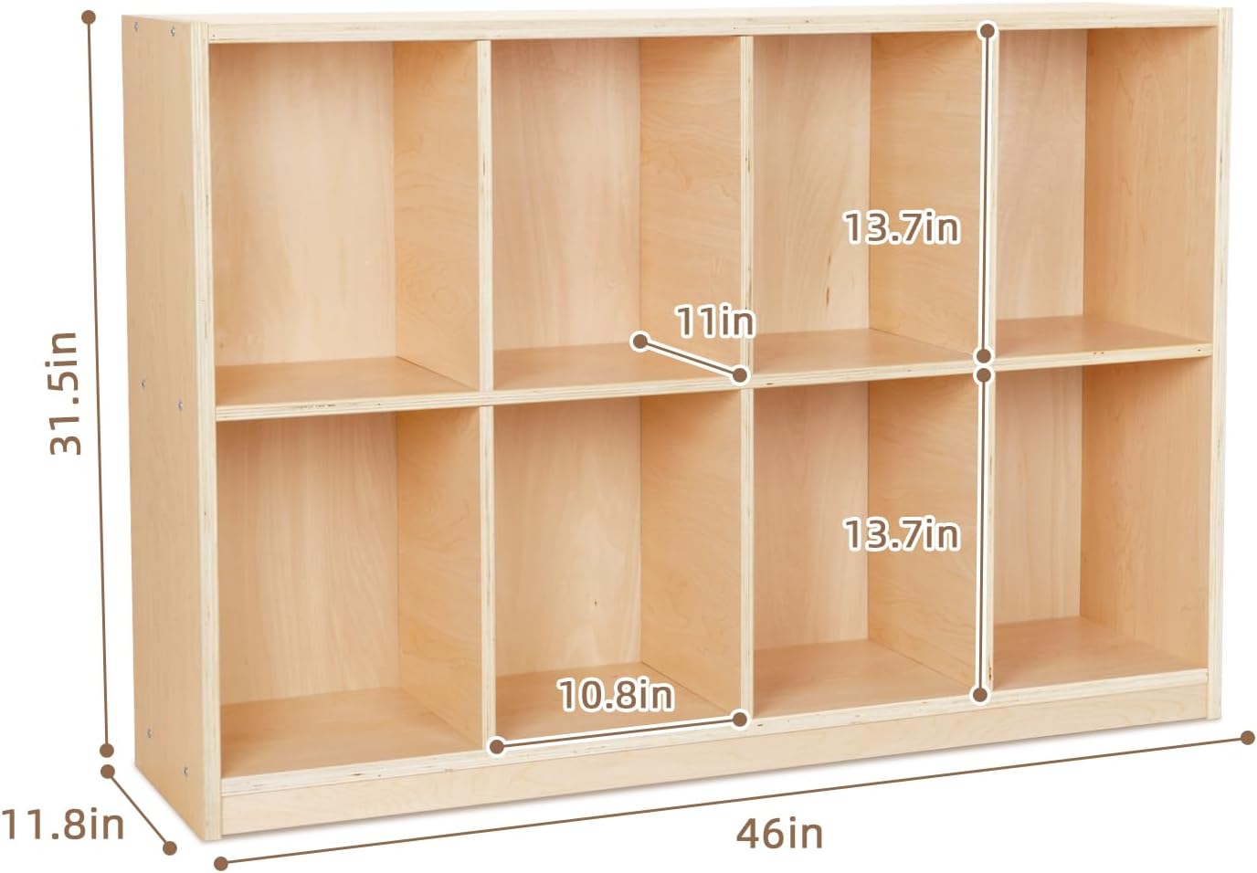 OOOK 8-Compartment Backpack Wooden Storage Cabinet - Kids Toy Storage Organizer - Bookshelf for Classroom, Playroom, Kindergarten, Living Room, Office