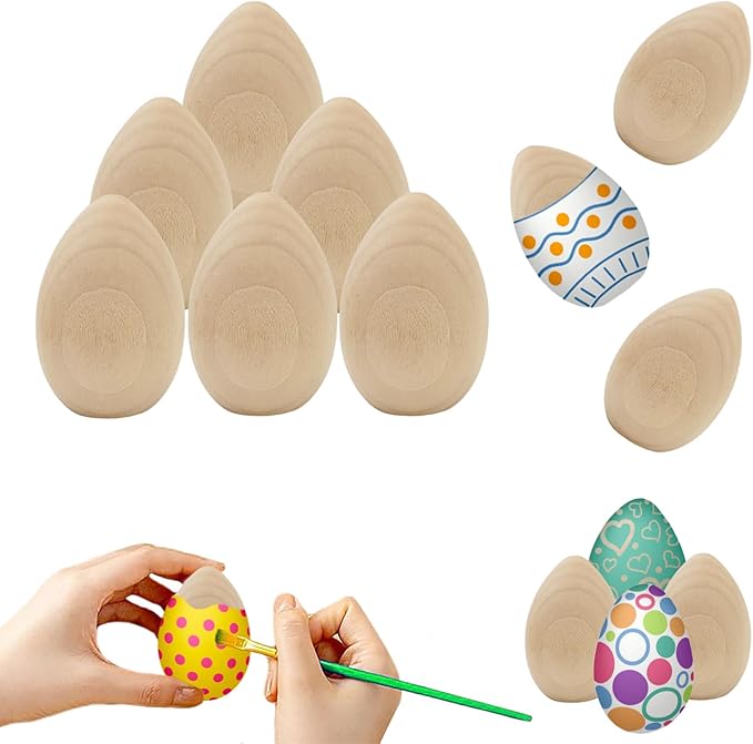 Small Smooth Unpainted Natural Stand-Up Wooden Easter Eggs, Perfect for Easter Crafts, Décor and Egg Hunts in Carton, 2.1" Inches (96-Pack)