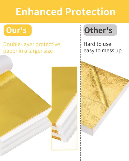 Luckymica Gold Leaf Sheets, 100 Pcs Adequate Gold Foil Sheets for Arts, Crafts, Decoration, Gilding, Paints, DIY, 5.5" x 5.5"