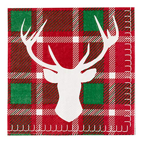 Red And Green Paper Red Plaid Luncheon Napkin (20 Count)