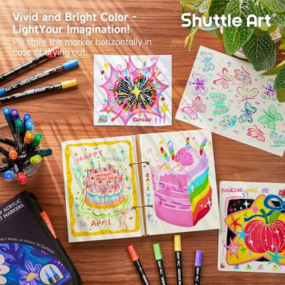 80 Colors Dual Tip Acrylic Paint Markers (80 Count)