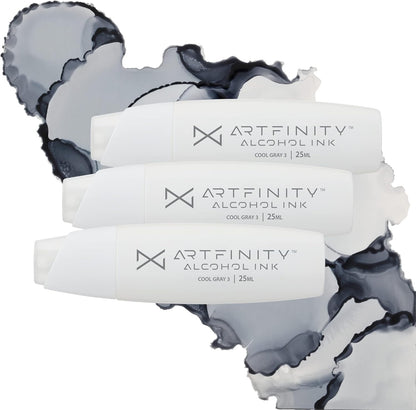 Alcohol Inks 3 Pack - Vibrant, Professional, Dye-Based Alcohol Inks for Artfinity Alcohol Markers, Artists, Drawing, & More! - Cool Grey 3 CG3