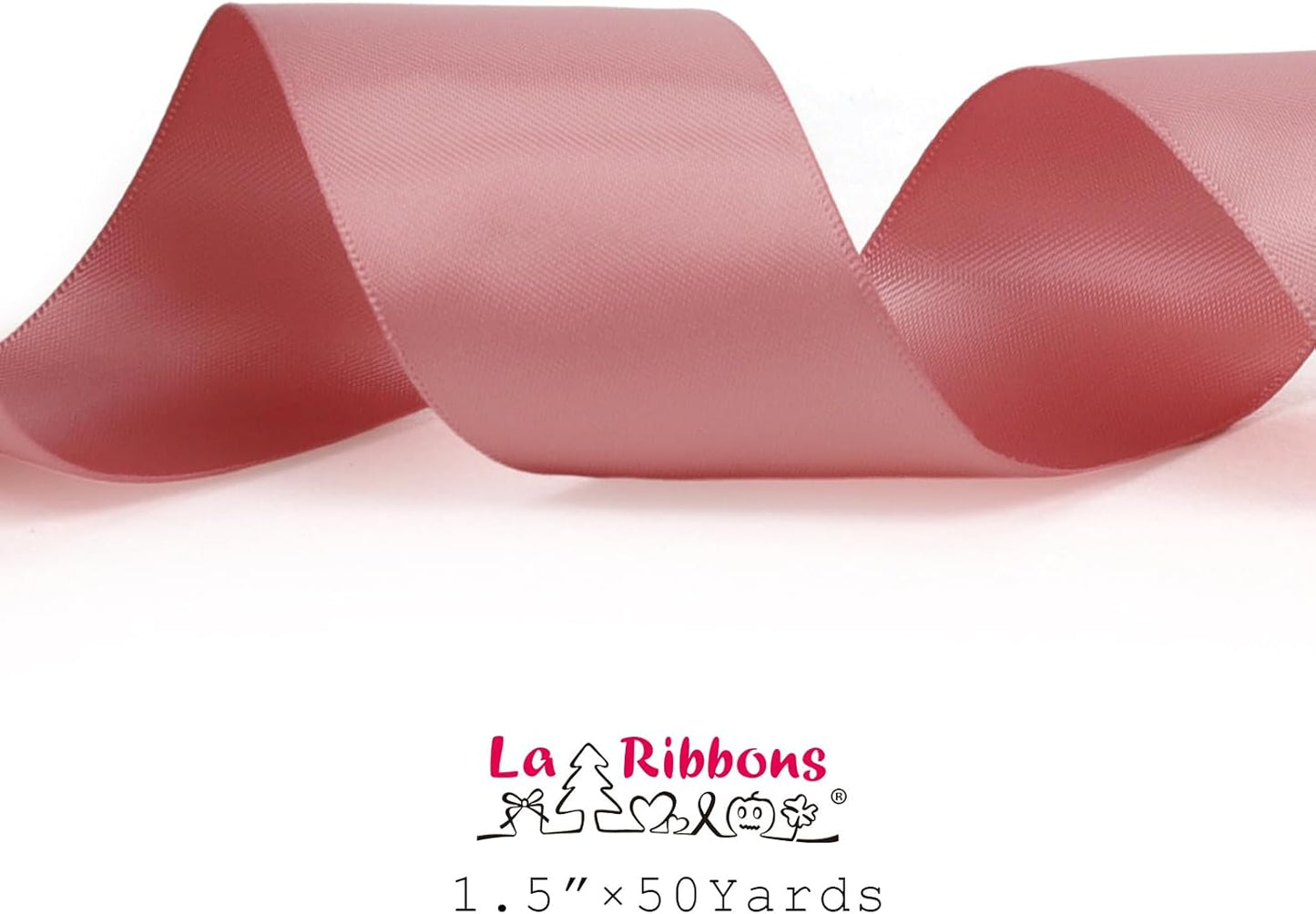 LaRibbons 1 1/2 Inch 50 Yard Double Faced Satin Ribbon,Dust Pink Satin Craft Fabric Ribbon for Gift Wrapping Floral Bouquets Wedding Party Decoration - Crafty Corner