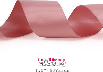 LaRibbons 1 1/2 Inch 50 Yard Double Faced Satin Ribbon,Dust Pink Satin Craft Fabric Ribbon for Gift Wrapping Floral Bouquets Wedding Party Decoration - Crafty Corner