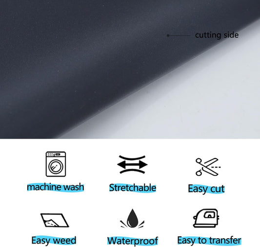 guangyintong Reflective Black Heat Transfer Vinyl HTV Rolls, 12" x 8ft Reflective Iron on Vinyl for T-Shirts, Black HTV Vinyl for All Cutter Machine Easy to Cut & Weed for HTV DIY Design