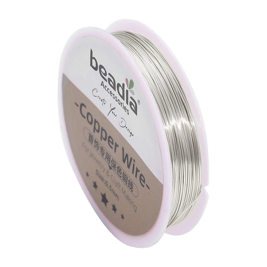 Silver Copper Wire 0.5mm Bead Cord for Bracelet Necklace Charm Beading Jewelry Making 22yard - Crafty Corner