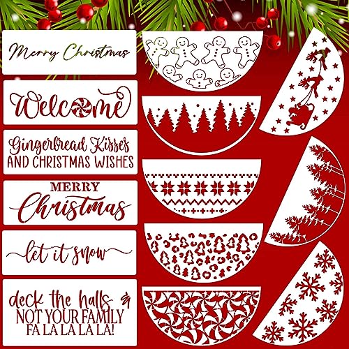 Christmas Stencils for Crafts Reusable 12" Christmas Stencils for Door Mats (14 Count)