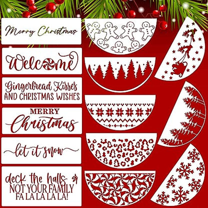 Christmas Stencils for Crafts Reusable 12" Christmas Stencils for Door Mats (14 Count)