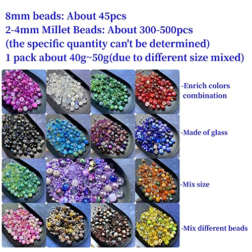 Assorted Glass Resin Beads Multi Size Colors Smooth Cracked Gravel Millet Spacer Beads for Bracelets Necklace Earring DIY Jewelry Making Craft