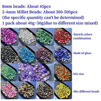 Assorted Glass Resin Beads Multi Size Colors Smooth Cracked Gravel Millet Spacer Beads for Bracelets Necklace Earring DIY Jewelry Making Craft