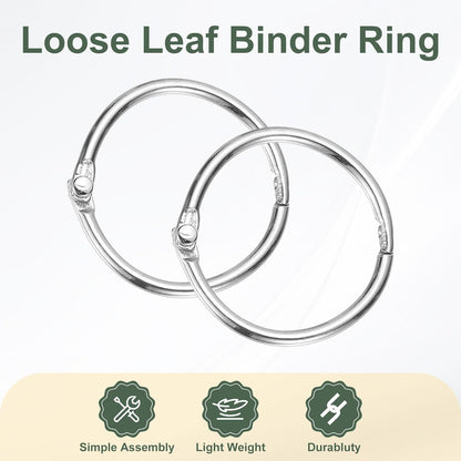 PATIKIL 1" x 1.18" Loose Leaf Binder Rings, 30 Pcs Metal Book Rings Nickel Keychain Ring for Paper Index Cards Flash Card Notebook Rings Office Home Book Binder, Silver