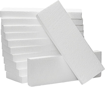 Juvale Foam Rectangle Blocks for Crafts - 12 in x 4 in x 1 in, White, 12 Pack - Cuttable & Paintable for Diorama Foam Boards & Sheets, Model Making & School Projects