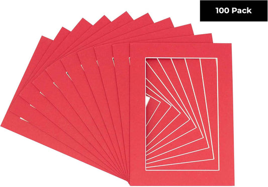 11x14 Mat for 8.5x11 Photo - Precut Deep Red Picture Matboard for Frames Measuring 11 x 14 Inches - Bevel Cut Matte to Display Art Measuring 8.5 x 11 Inches - Acid Free Pack of 100 MATS