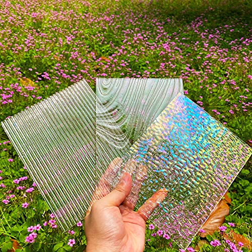 6 Sheets Large Clear Textured Stained Glass